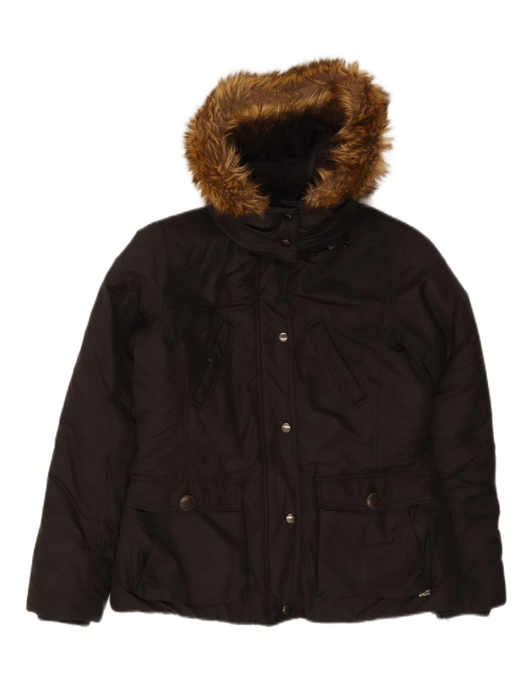 LEVI'S Womens Hooded Padded Jacket UK 16 Large Black Polyester Vintage Levi's and Second-Hand Levi's from Messina Hembry 