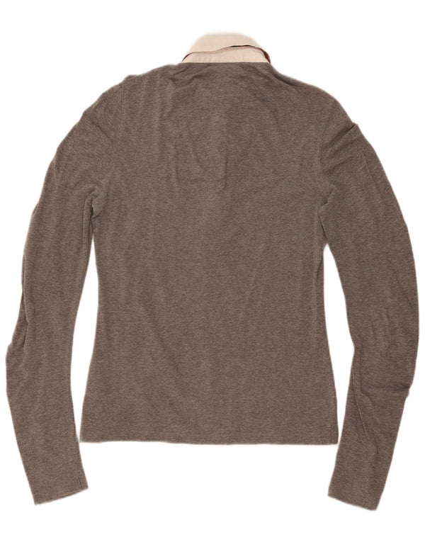 GANT ženska polo majica dugih rukava za ragbi UK 12 srednje sivi pamuk