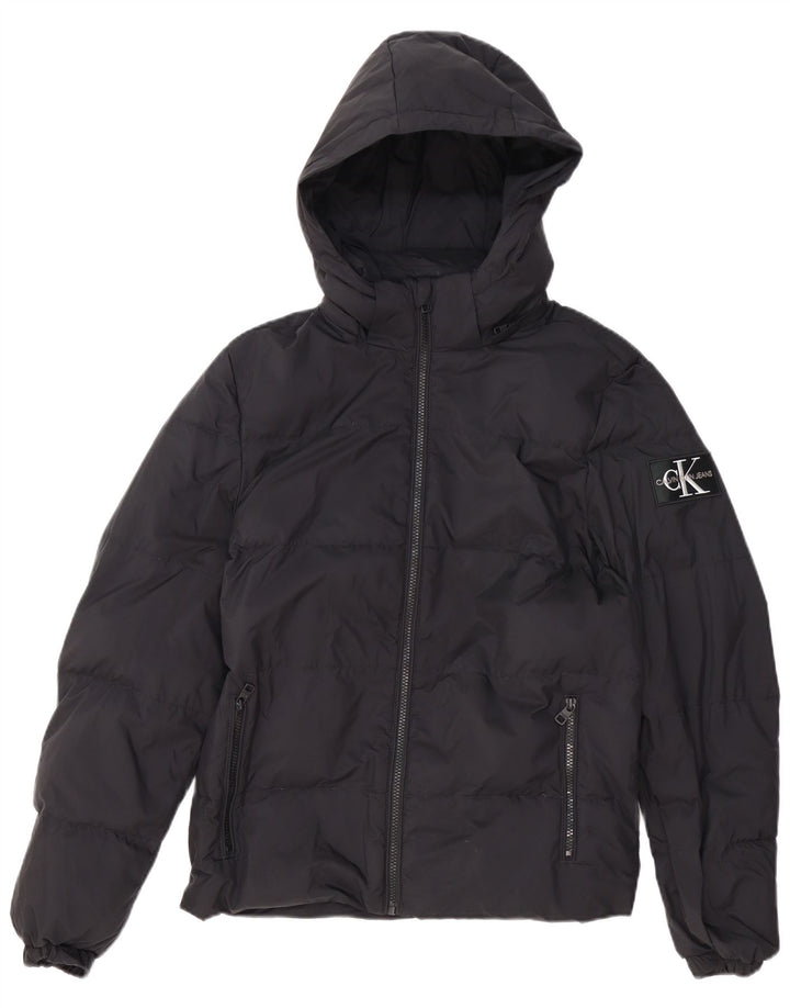 CALVIN KLEIN JEANS Muška podstavljena jakna s kapuljačom UK 34 XS crni poliester