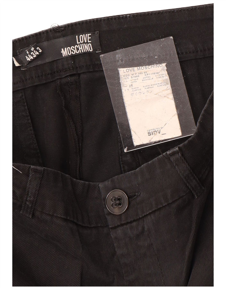 MOSCHINO Ženske ravne chino hlače W34 L29 crni pamuk