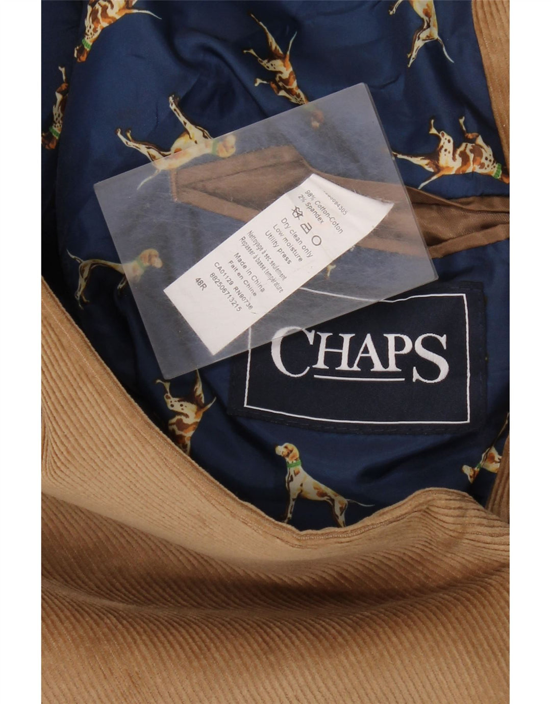 CHAPS Muška jakna od samta s 2 gumba UK 48 4XL Smeđi pamuk