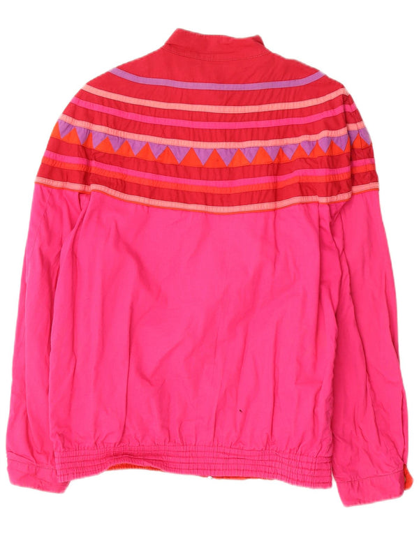 Vintage ženska reverzibilna bomber jakna UK 12 srednje ružičasta geometrijska