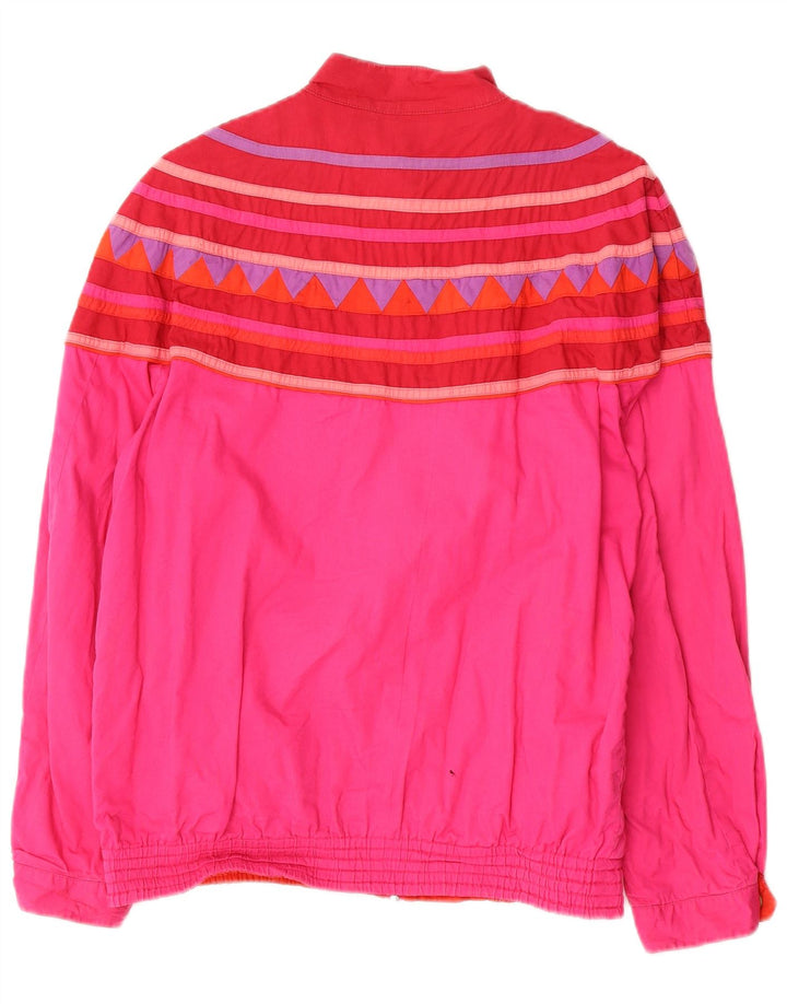 Vintage ženska reverzibilna bomber jakna UK 12 srednje ružičasta geometrijska