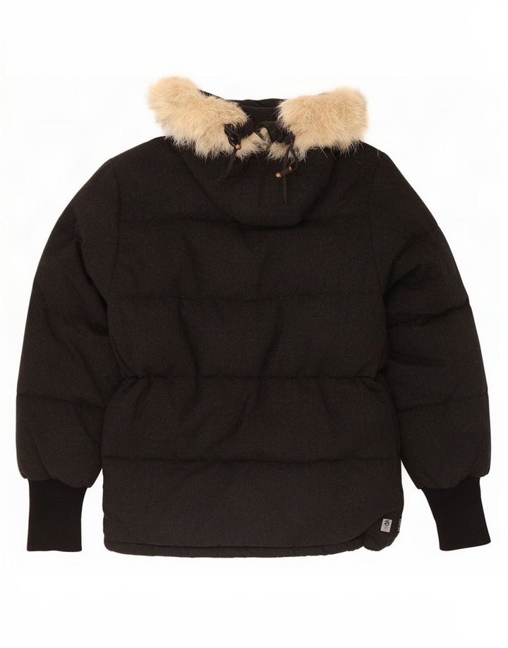Moncler muška podstavljena jakna s kapuljačom UK 36 Mala crna vunena