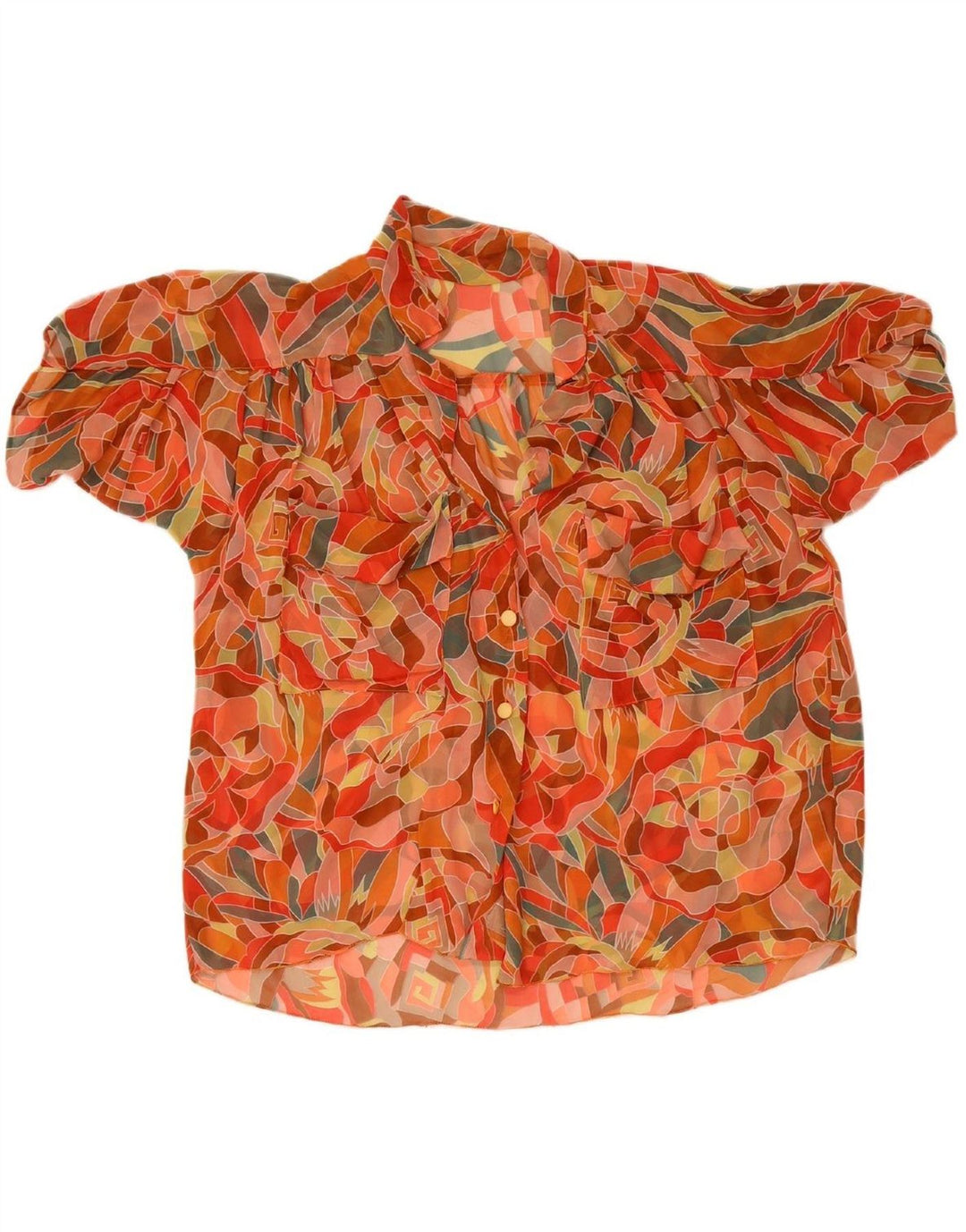 Womens Abstract Pattern Short Sleeve Shirt Blouse UK 20 2XL