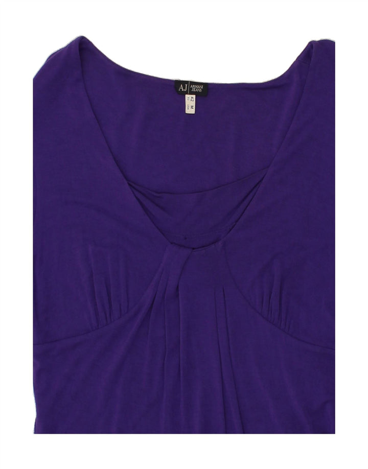 ARMANI JEANS Womens Long Sleeve Basic Dress UK 12 Medium Purple Viscose Vintage Armani Jeans and Second-Hand Armani Jeans from Messina Hembry 