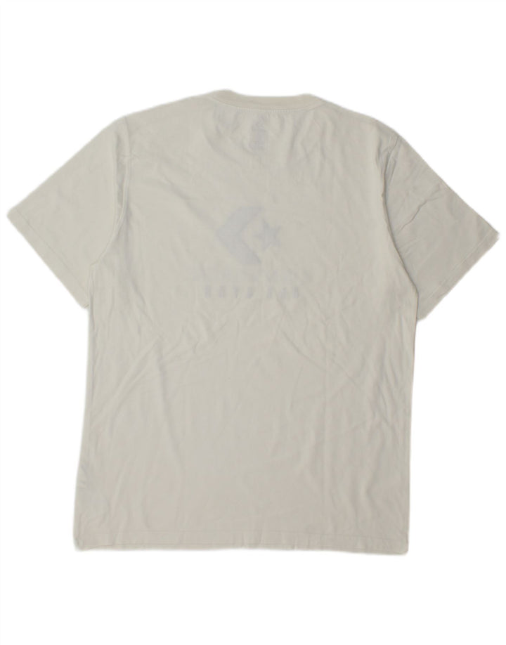 CONVERSE Mens Graphic T-Shirt Top Medium Off White Cotton
