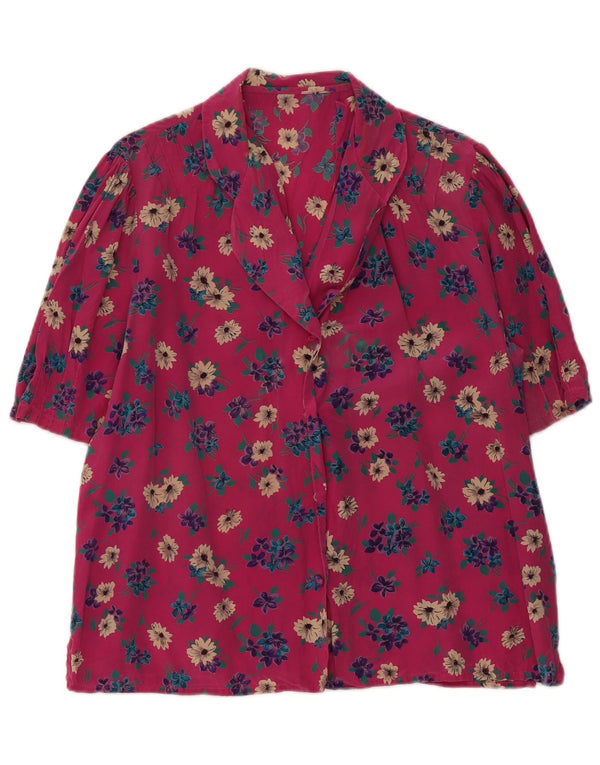 Vintage ženska košulja kratkih rukava UK 18 XL ružičasta cvjetna