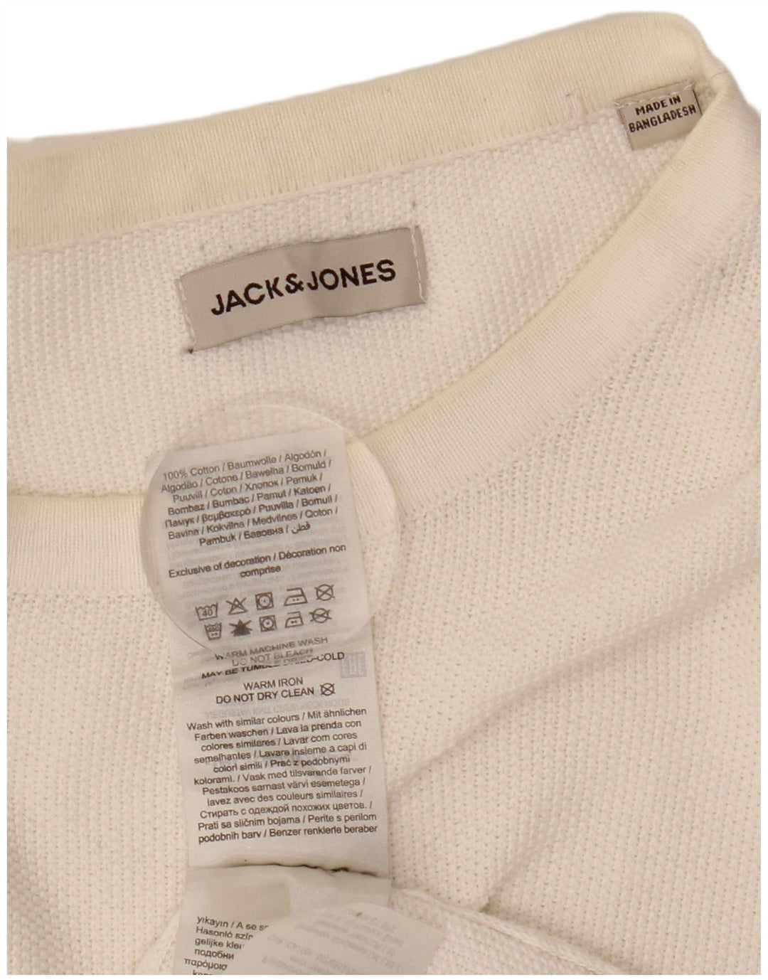 Jack & Jones muški džemper s okruglim izrezom Veliki bijeli pamuk