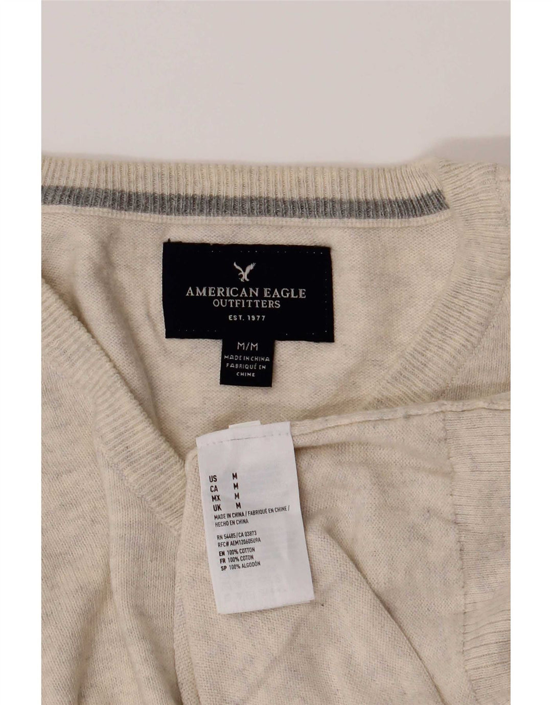 American Eagle Outfitters, muški džemper s V-izrezom srednje bež boje