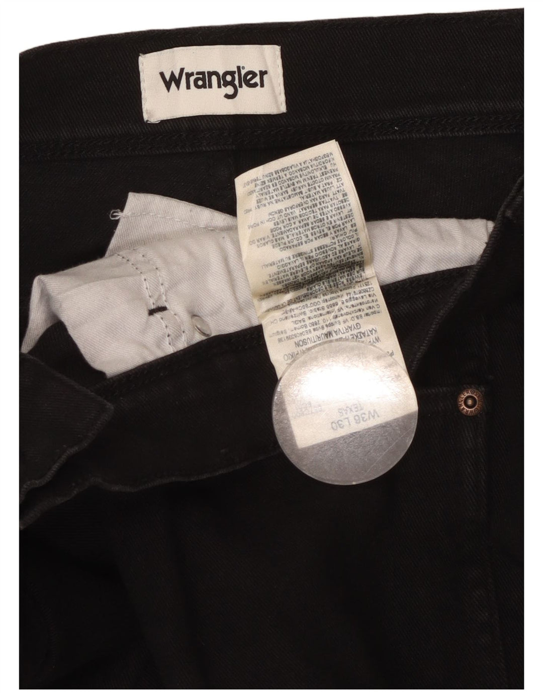 Wrangler muške teksaške ravne traperice W36 L30 crni pamuk