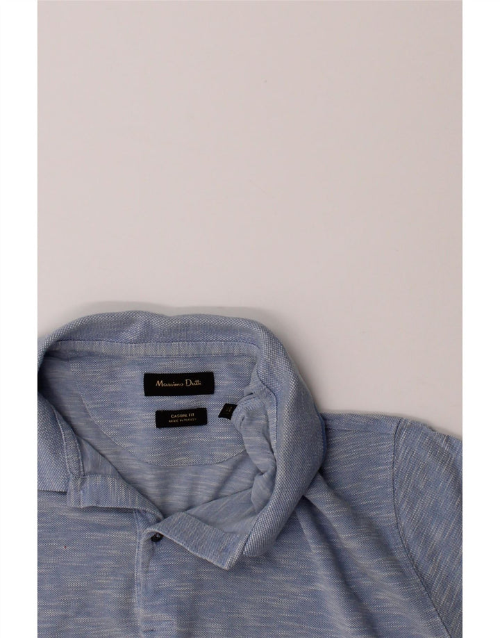 MASSIMO DUTTI Mens Polo Shirt Large Blue Pinstripe Cotton Vintage Massimo Dutti and Second-Hand Massimo Dutti from Messina Hembry 