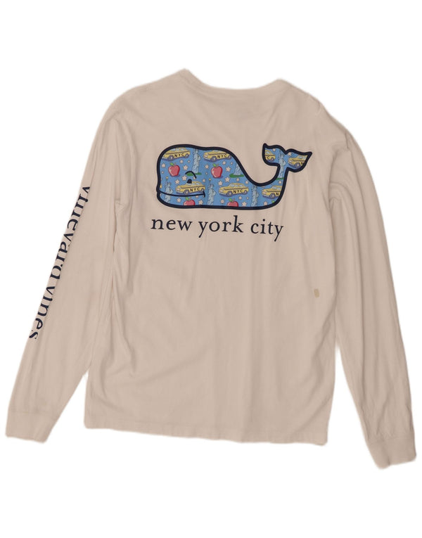 Vineyard Vines Muška grafička majica dugih rukava XS bijeli pamuk