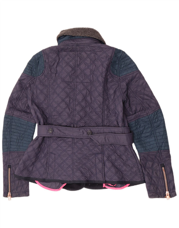 Superdry ženska prošivena jakna UK 14 Srednji tamnoplavi najlon u boji