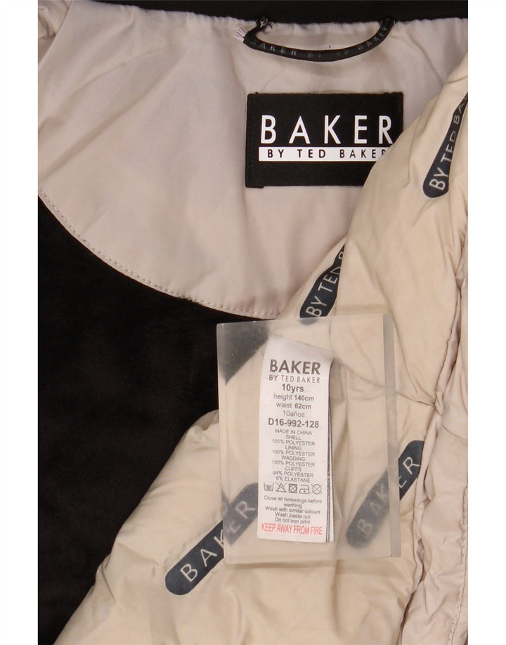 Podstavljeni kaput s kapuljačom Ted Baker za djevojčice, 9-10 godina, bež poliester