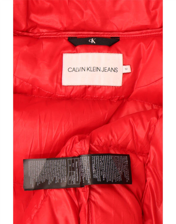 Calvin Klein Jeans Ženska podstavljena jakna s kapuljačom UK 14 srednje crvene boje od poliestera