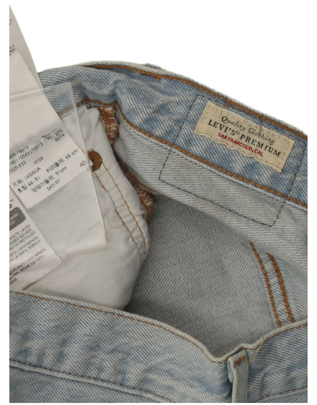 LEVI'S ženske kratke traper hlače visokog struka 501 W26 mali plavi pamuk