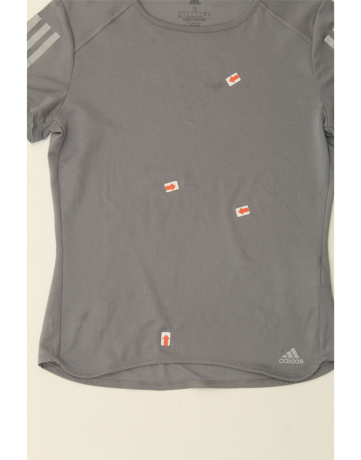 ADIDAS Womens Climacool T-Shirt Top UK 8/10 Small Grey Polyester Vintage Adidas and Second-Hand Adidas from Messina Hembry 