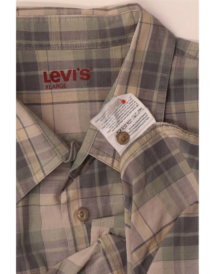 Levi's muška košulja kratkih rukava XL sivi karirani pamuk