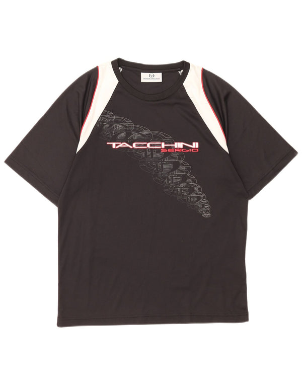 Sergio Tacchini muška grafička majica kratkih rukava Srednje crna poliesterska boja