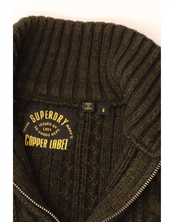 Superdry muški džemper s izrezom i malim vunenim kaki puloverom