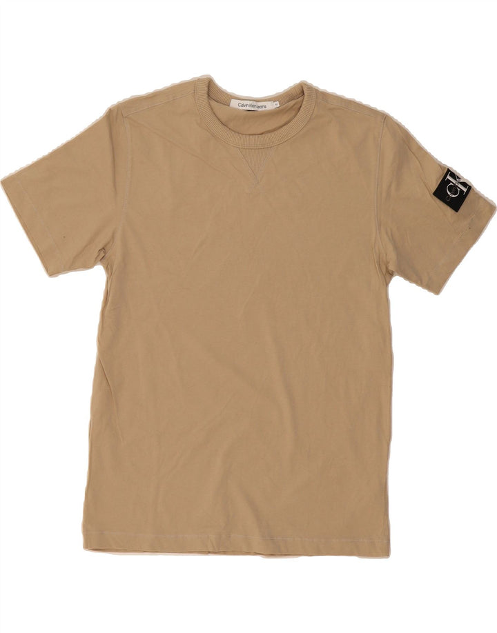 CALVIN KLEIN JEANS Mens T-Shirt Top Medium Beige Cotton Vintage Calvin Klein Jeans and Second-Hand Calvin Klein Jeans from Messina Hembry 