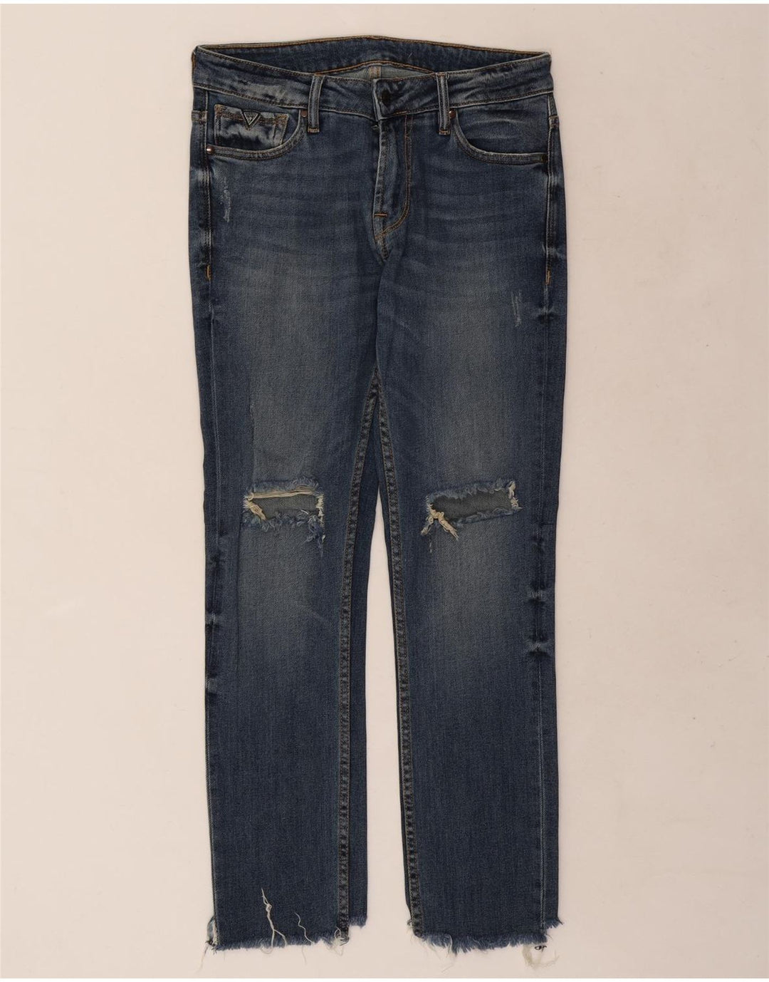 Guess Ženske uske traperice u stilu Distressed W30 L29 Plave