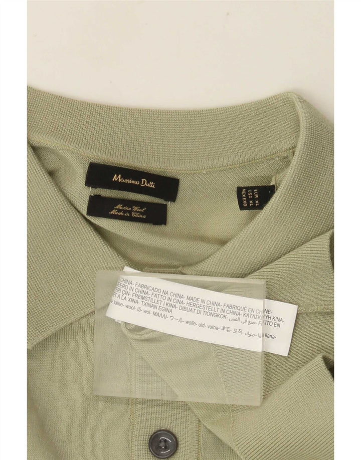Massimo Dutti muški pulover s polo ovratnikom XL Zelena vunena