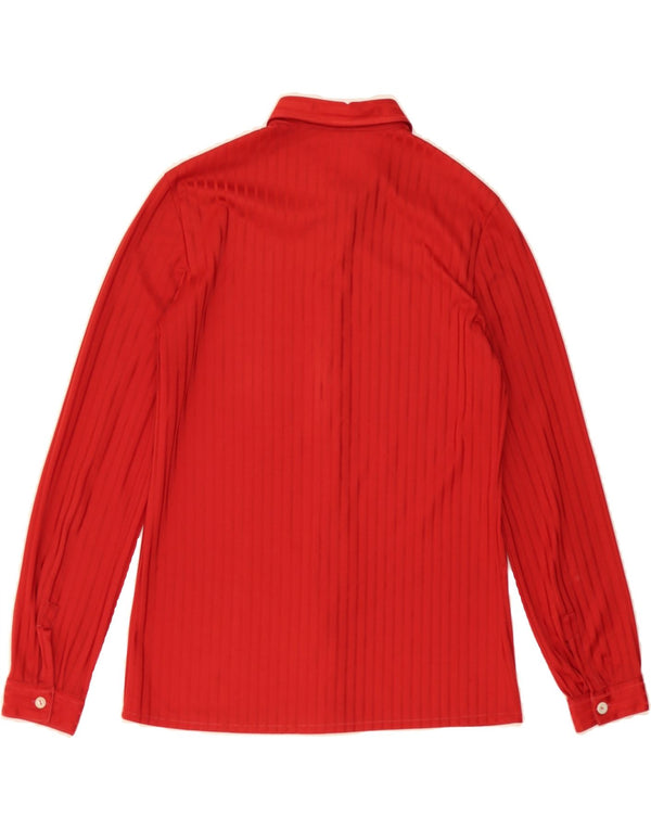VINTAGE Womens Shirt Blouse UK 12 Medium Red Striped