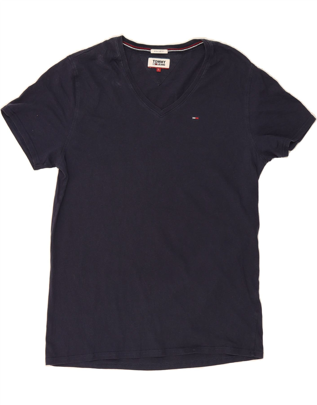 TOMMY HILFIGER Mens Regular Fit T-Shirt Top Large Navy Blue Vintage Tommy Hilfiger and Second-Hand Tommy Hilfiger from Messina Hembry 