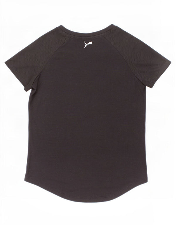 Puma Girls Graphic T-Shirt Top 12-13 Years Large Black Poliester
