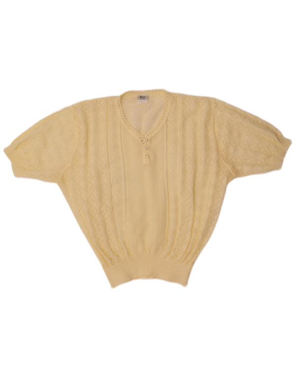 Vintage ženski vrh od pletene bluze IT 52 2XL sivo bijeli poliakril