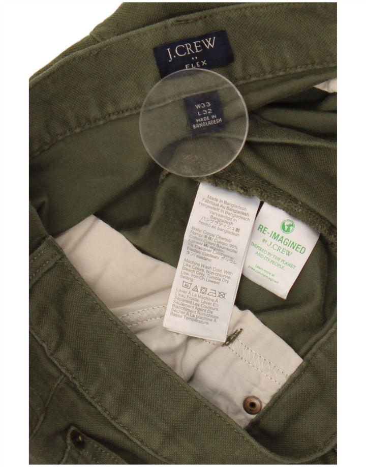 J. Crew muške Flex uske ležerne hlače W33 L32 kaki pamuk