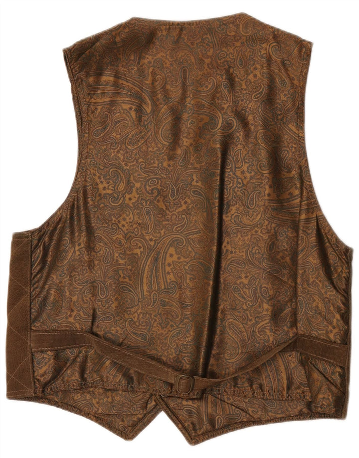 Vintage muški veliki smeđi kožni prsluk od brušene kože