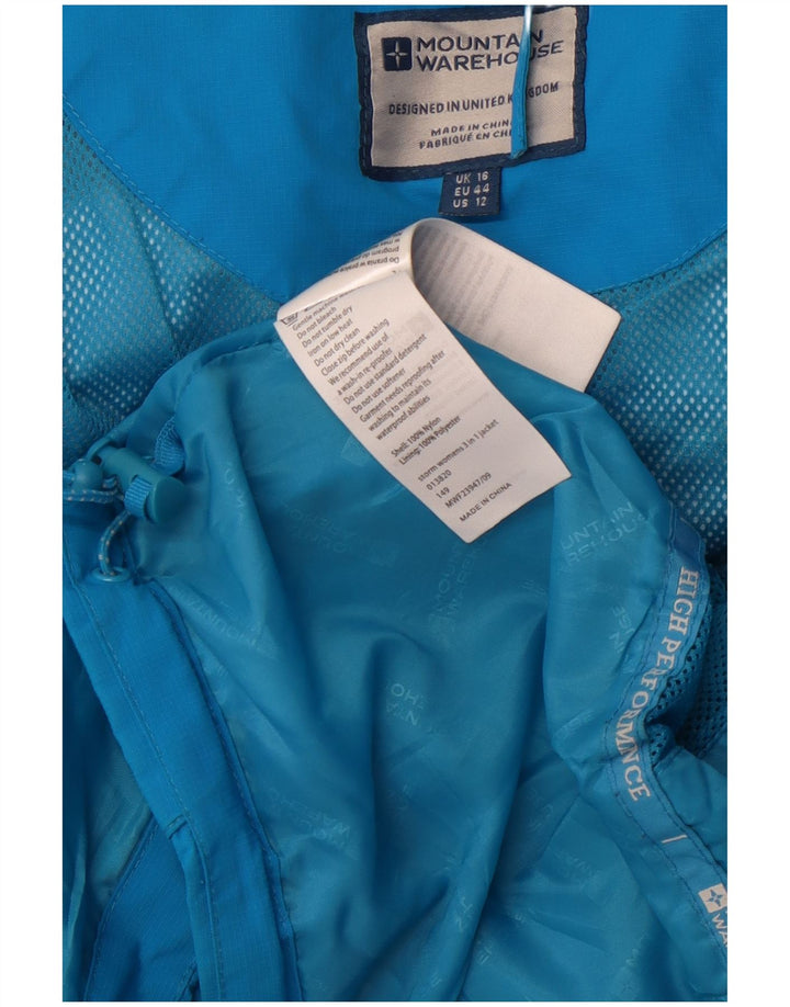 MOUNTAIN WAREHOUSE Ženska kišna jakna s kapuljačom UK 16 Velika plava najlonska