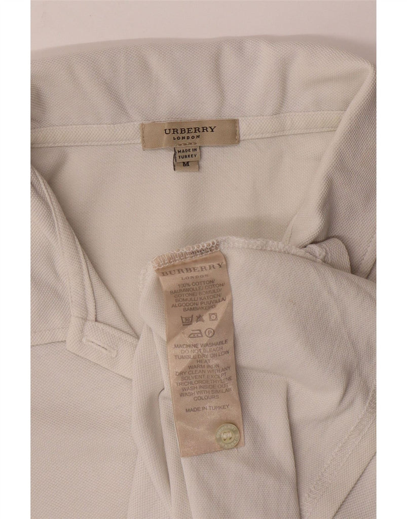 BURBERRY Womens Polo Shirt UK 12 Medium White Cotton Vintage Burberry and Second-Hand Burberry from Messina Hembry 