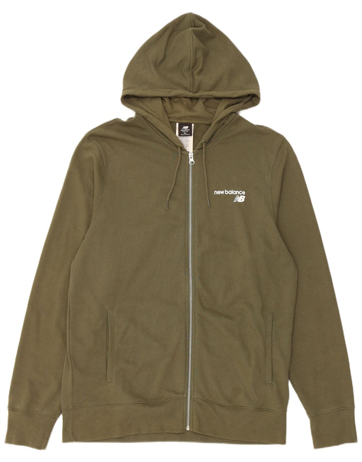 NEW BALANCE Muški pulover s kapuljačom s patentnim zatvaračem XL kaki pamuk