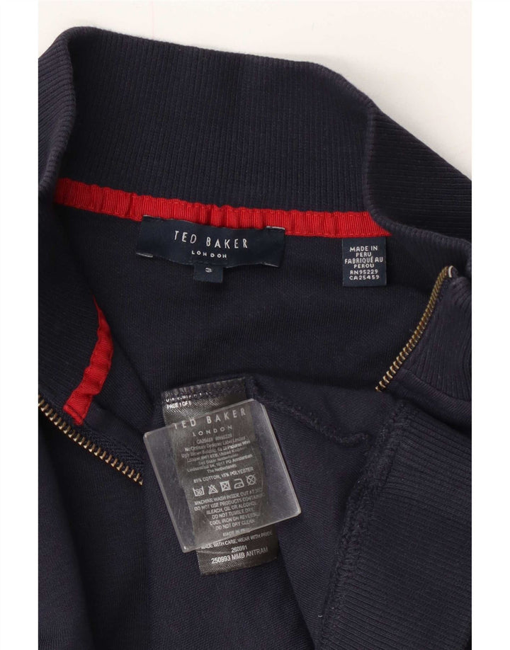 Ted Baker Muška majica s izrezom s patentnim zatvaračem Vel. 3 Srednje tamnoplavi pamuk