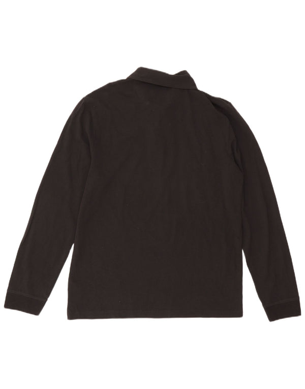 Velika crna pamučna muška polo majica dugih rukava Farah