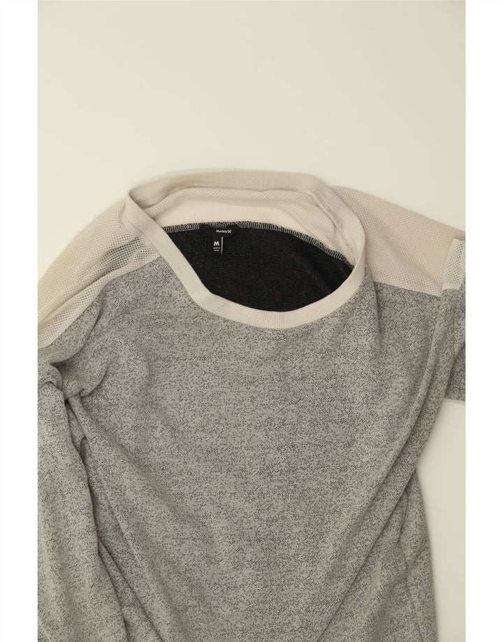 HURLEY Womens Sweatshirt Jumper UK 14 Medium Grey Colourblock Polyester Vintage Hurley and Second-Hand Hurley from Messina Hembry 