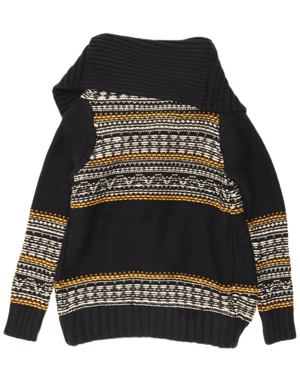 Superdry ženski otvoreni kardigan pulover UK 14 Srednje crni prugasti akril