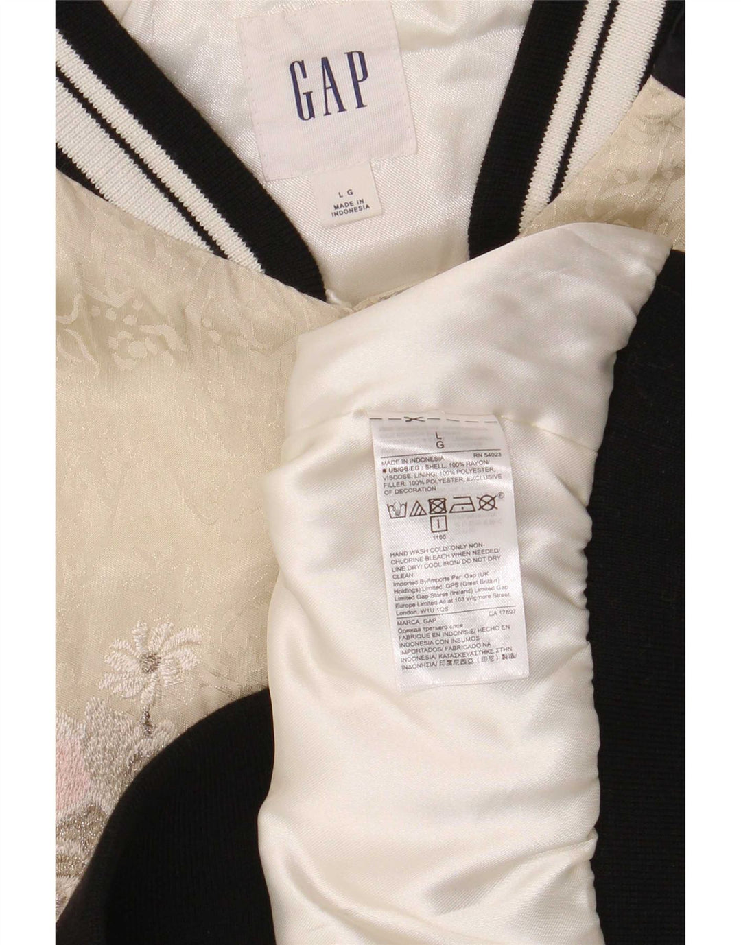 Gap ženska velika bomber jakna s grafičkim motivima UK 16 Large Beige Floral Rayon