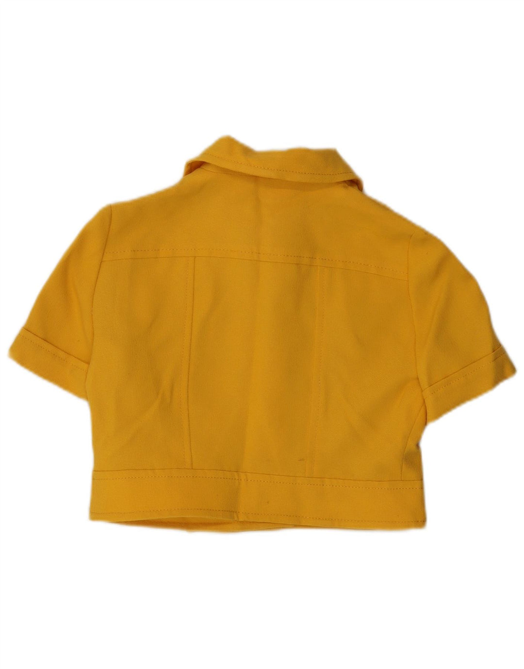 VINTAGE Ženska jakna sako kratkih rukava s 4 gumba UK 14 srednje žuta