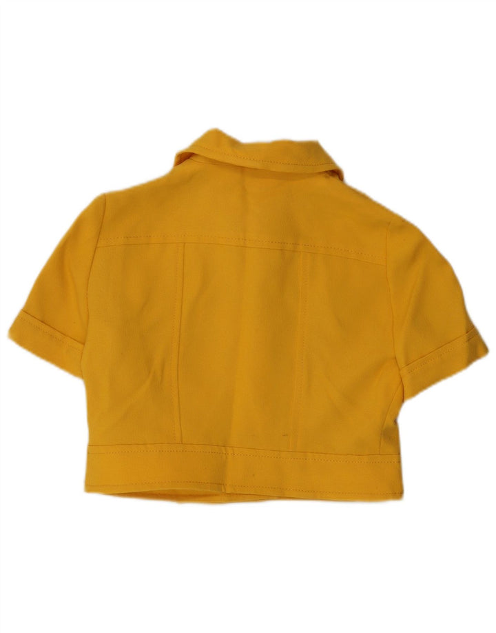 VINTAGE Ženska jakna sako kratkih rukava s 4 gumba UK 14 srednje žuta