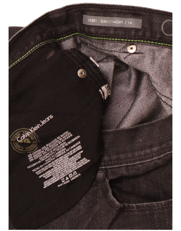 CALVIN KLEIN Rebel ravne traperice za djevojčice 15-16 godina W30 L29 Crne klasične