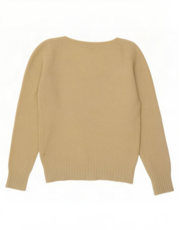 Benetton ženski džemper s V-izrezom UK 10 Small Beige Argyle/Diamond