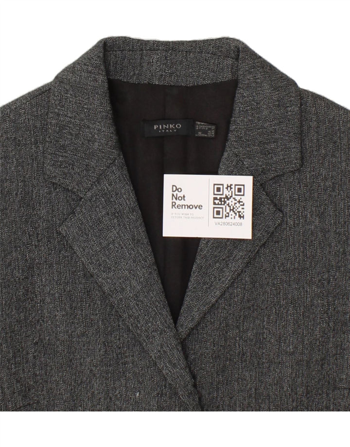 PINKO Womens 1 Button Blazer Jacket UK 12 Medium Grey Viscose Vintage Pinko and Second-Hand Pinko from Messina Hembry 