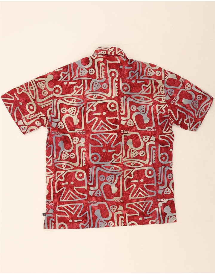 MACHU PICCHU Mens Abstract Pattern Short Sleeve Shirt Medium Red Cotton Vintage Machu Picchu and Second-Hand Machu Picchu from Messina Hembry 