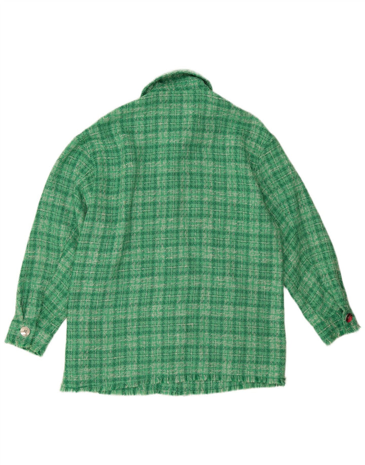 Zara ženska prevelika bomber jakna UK 6 XS zeleni karirani poliester