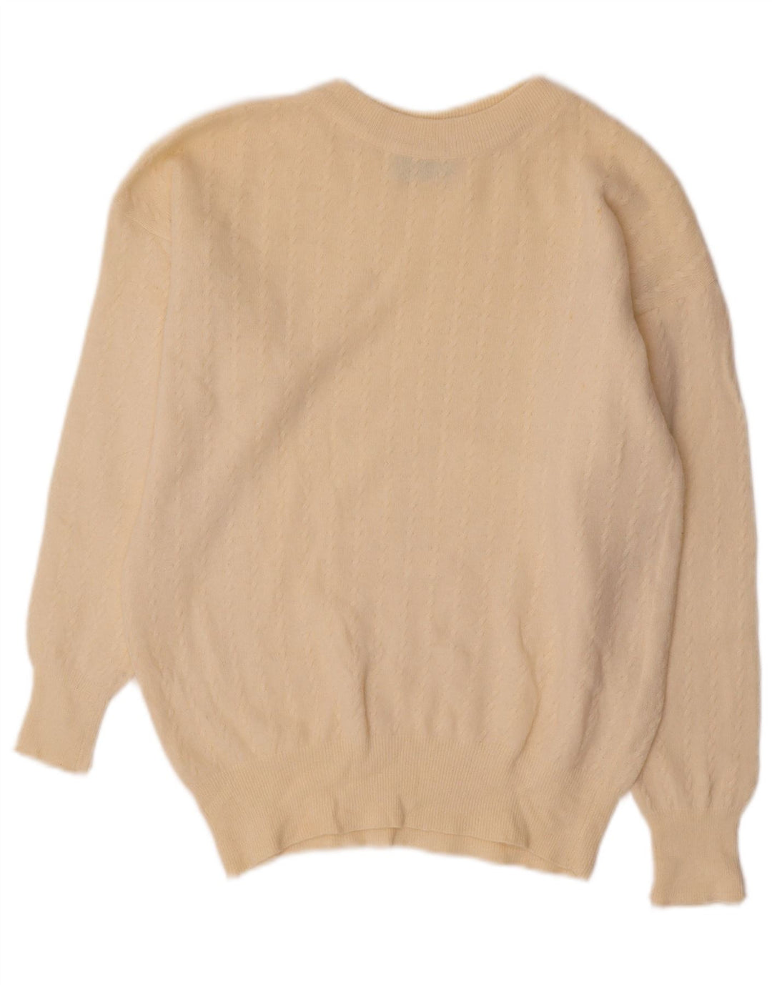 BENETTON Ženski kratki džemper s okruglim izrezom UK 12 srednje bijele boje